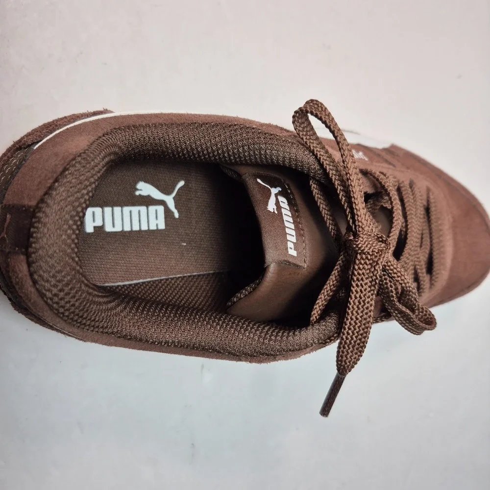 PUMA Women's Bella Donna SD Brown/White Suede Low Top Lace Sneaker 8.5
